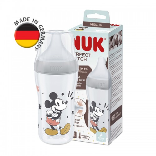 NUK Perfect Match Temperature Control Bottle with Soft Silicone Teat 260ml | Feeding Bottle | Made in Germany